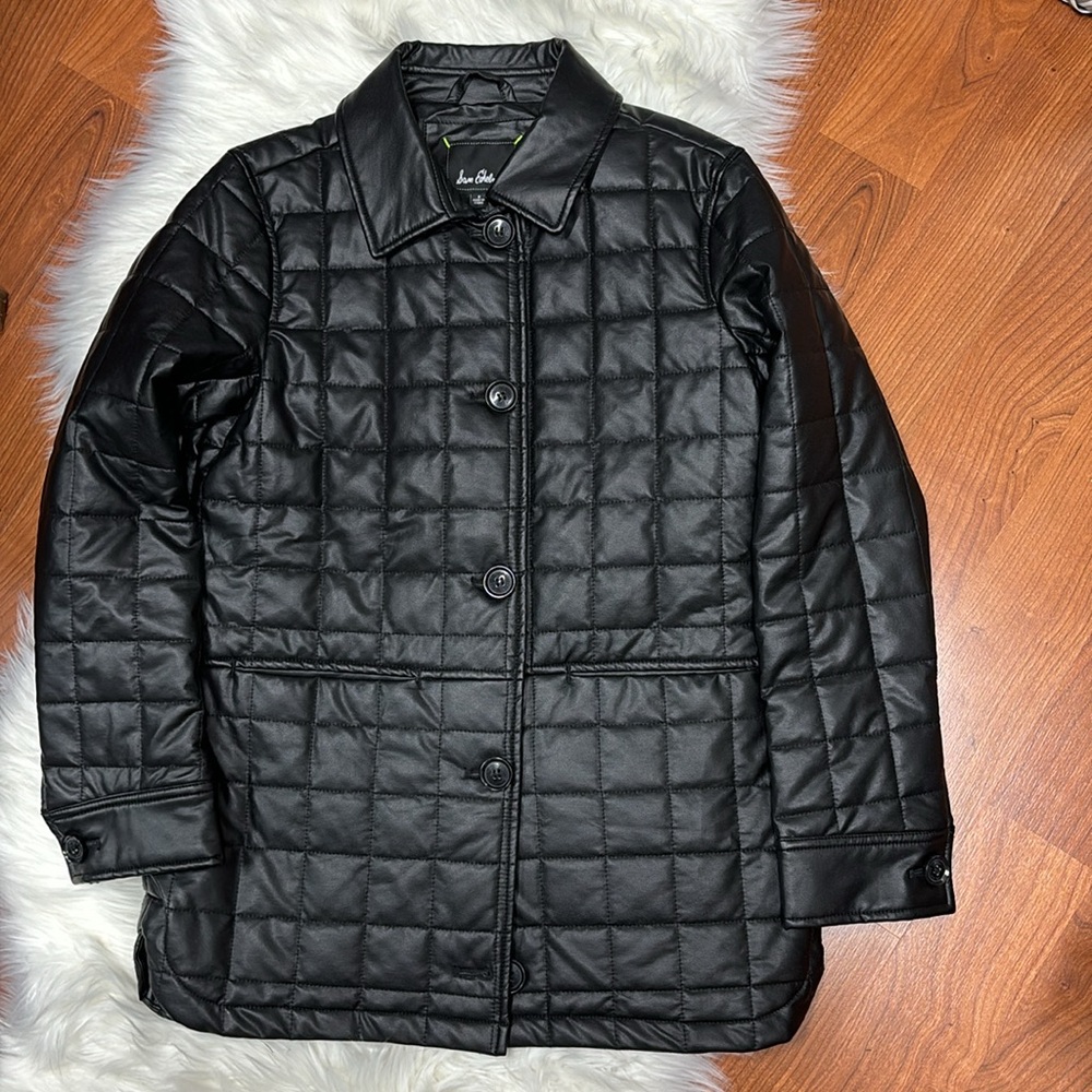 SAM EDELMAN BLACK FAUX LEATHER JACKET COAT S